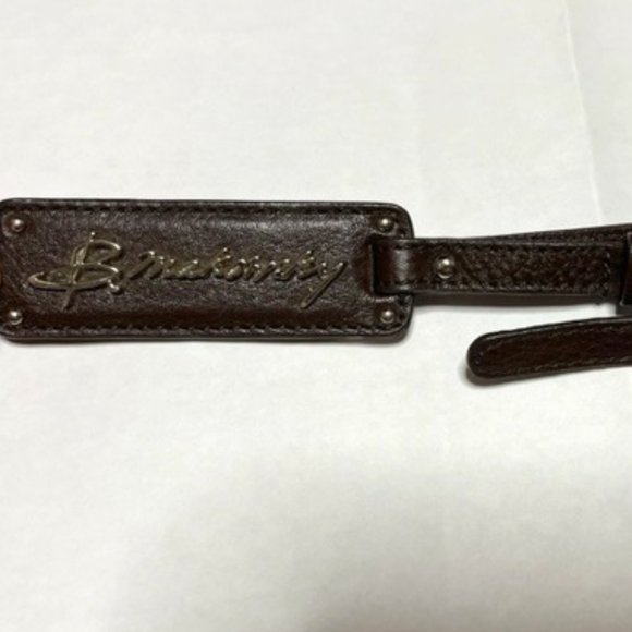 B. Makowsky Silver Metal & Leather Purse Charm Keychain w/Ring Luggage Tag 8.5" - Picture 7 of 14